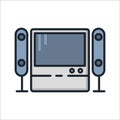 Modern And Minimalist Home Theater Icon Illustration Royalty Free Stock Photo