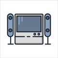 Modern And Minimalist Home Theater Icon Illustration