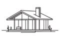 Modern Minimalist House Line Art Illustration Architecture Design Concept Royalty Free Stock Photo