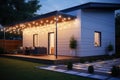 modern minimalist house with simplistic white string lights