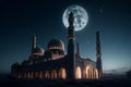 A modern and minimalist illustration of a mosque, Eid al-Fitr - Generative AI