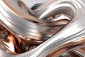 Modern Minimalist Industrial Design: Twisted Waves in Silver and Burnished Copper