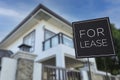 A Modern minimalist for lease sign in front of a beautiful new two story house. Long term rental property