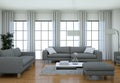 Modern minimalist living room interior in loft design style with sofas Royalty Free Stock Photo