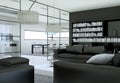 Modern minimalist living room interior in loft design style with sofas Royalty Free Stock Photo