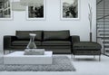 Modern minimalist living room interior in loft design style with sofas Royalty Free Stock Photo