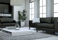 Modern minimalist living room interior in loft design style with sofas Royalty Free Stock Photo