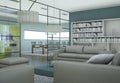 Modern minimalist living room interior in loft design style with sofas Royalty Free Stock Photo