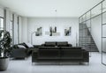 Modern minimalist living room interior in loft design style with sofas Royalty Free Stock Photo