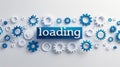 Modern minimalist loading typography with loading bar icons on clean white background