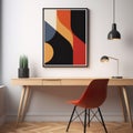 Modern Minimalist Office With Abstract Geometric Artwork Royalty Free Stock Photo