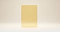 A modern minimalist rectangular mirror with a shiny gold frame isolated on a plain white background 3D rendering Royalty Free Stock Photo