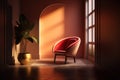 A modern and minimalist room with a Tarsila do Amaral armchair as the focal poin Royalty Free Stock Photo