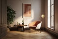 A modern and minimalist room with a Tarsila do Amaral armchair as the focal poin Royalty Free Stock Photo