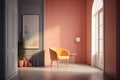A modern and minimalist room with a Tarsila do Amaral armchair as the focal poin Royalty Free Stock Photo