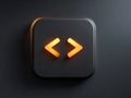 A modern, minimalist software icon on a dark charcoal background The icon features a stylized code editor window symbol and is Royalty Free Stock Photo