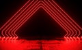 Modern Minimalist Stage Cyber Futuristic Red Neon Laser Beam Glowing Line Frame On Grunge Cement Concrete Floor 3d Rendering