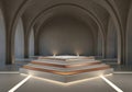 Modern Minimalist Stage Design with Arched Architecture and Illuminated Pedestal Royalty Free Stock Photo