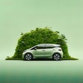 Modern minimalist studio eco-friendly car concept adorned with subtle leaf motifs