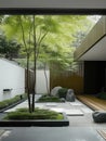 Modern minimalist style house Surrounded by green space AI Generated Royalty Free Stock Photo