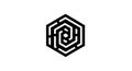 Abstract Hexagon Maze Logo with Stylized Letter R Design Royalty Free Stock Photo