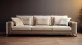 Modern Minimalist White Couch With Soft Armrests And Cream Style