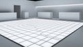 Modern minimalist white grid floor in a spacious empty room with ambient lighting Royalty Free Stock Photo