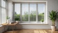 Modern Minimalist Window Design with White Horizontal Blinds A Clean and Stylish Interior Solution for Contemporary Royalty Free Stock Photo
