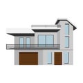Modern minimalistic architecture of block house with garage. Building exterior of contemporary villa. Royalty Free Stock Photo