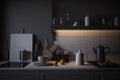 Modern minimalistic dark styled kitchen Royalty Free Stock Photo