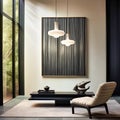 Modern minimalistic interior, Scandinavian style, cozy living room. Generative AI Royalty Free Stock Photo