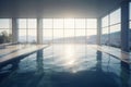 modern minimalistic luxury swimming pool with large windows