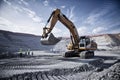 Modern mining operation showcases heavy machinery in a large open pit site Royalty Free Stock Photo
