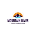 Modern minning climber mountain river Logo design Royalty Free Stock Photo