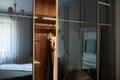 modern mirror wardrobe in the bedroom Royalty Free Stock Photo