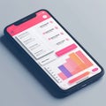 Modern Mobile App Interface with Data Visualization and Statistics Royalty Free Stock Photo