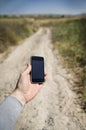 Modern mobile phone in the countryside