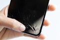 Modern mobile smartphone broken screen. Royalty Free Stock Photo