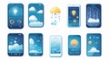 Modern Mobile Weather App Interface Design with User-Friendly GUI Elements