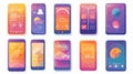 Modern Mobile Weather App Interface Design with User-Friendly GUI Elements