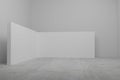 Modern mockup gallery interior template with white wall and concrete floor. 3D Rendering Royalty Free Stock Photo