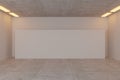 Modern mockup gallery interior template with white wall and concrete floor. 3D Rendering Royalty Free Stock Photo
