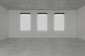 Modern mockup gallery interior template with white wall and concrete floor. 3D Rendering Royalty Free Stock Photo
