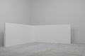 Modern mockup gallery interior template with white wall and concrete floor. 3D Rendering Royalty Free Stock Photo