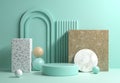 Modern Mockup Green Mint Display With Abstract Geometry Composition Layout Background 3d Render