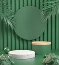 Modern Mockup Podium With Green Natural Concept Abstract Background 3d Render