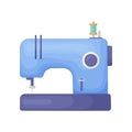 Modern model of sewing machine in blue color isolated on white background
