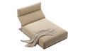 Modern beige fabric upholstery chaise longue with backrest and throw plaid. 3d render