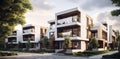 Modern Modular Townhouses: Innovative Residential Architecture. Generative ai