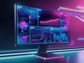 Futuristic Computer Monitor Displaying Data Analytics Royalty Free Stock Photo